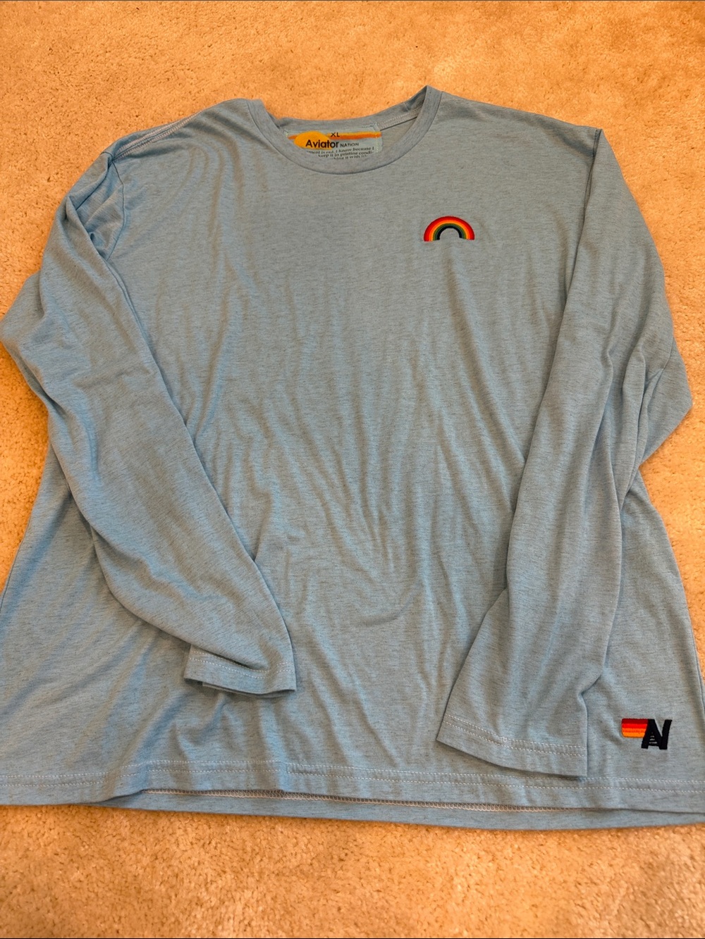 Aviator Nation blue rainbow logo long sleeve tee size XL